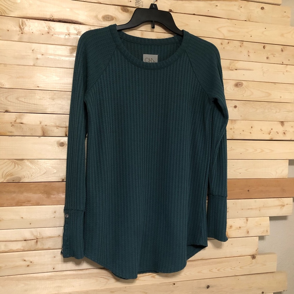 Chaser Women’s Dark Green Stretch Crew-Neck thermal long sleeves top size S